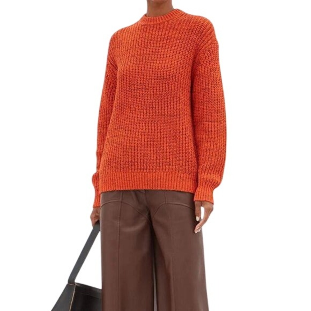Proenza Schouler White Label Orange Mixed‎ Yarn Chunky Crew Neck Knit Sweater S